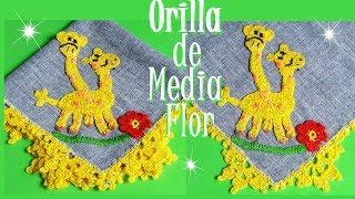 Puntilla de media Flor a Crochet   Orilla Fácil ‍️ 
