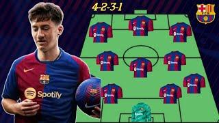 Barcelona potential starting lineup next season with angelo stiller 4231 formation