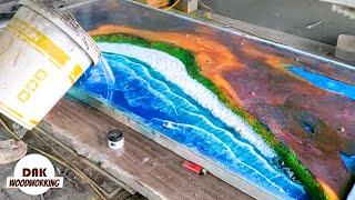 $100 How To Make Amazing Epoxy Ocean Table - Resin Art  Dak woodworking