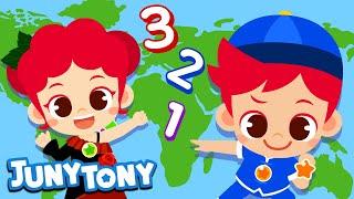 Counting to 10 in Five Languages  Counting Songs for Kids  Kids Song  Nursery Rhymes  JunyTony