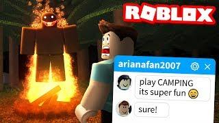 My fans TRICKED ME into playing this Roblox game.. Camping