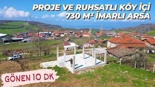 1762- GÖNENE 10 DK PROJE VE RUHSATLI KÖY İÇİ 730 M² İMARLI ARSA