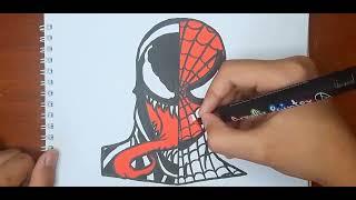 How to draw Venom and Spider Man  Как нарисовать Венома и Человека Паука  Лиса Алиса