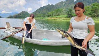 Casting a net overnight to catch sturgeon a girls life on the lake.