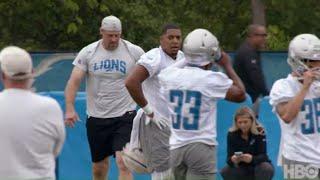 Head Coach Dan Campbell Joins Team In on Field Workout  Hard Knocks Detroit Lions