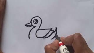 How to draw a Duck  Simple बतख का चित्र step by step duck drawing with number 2  draw with KPS