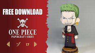 【展開図無料で配布中】紙で作れる、ゾロ（ワンピース）【ペーパークラフト】ONE PIECE　papercraft  zoro