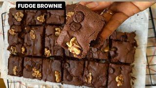 Tasty Fudgy Brownie Simple Way  Walnut Fudge Brownie  Eggless-Whole Wheat Chocolate Brownie Recipe