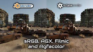 Blender 3D - Cycles & Octane - sRGB AGX Filmic and Agfacolor