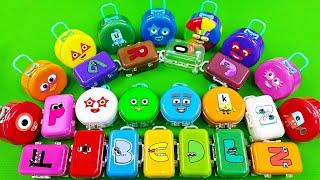Numberblocks - Finding Alphabet Lore A - Z SLIME Mix in Mini Suitcase Shapes Coloring ASMR