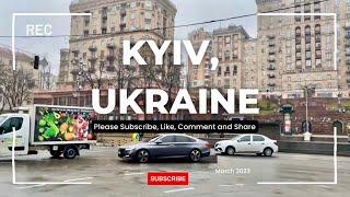 Walk tour in rainy spring Kyiv under umbrella of independent Ukraine