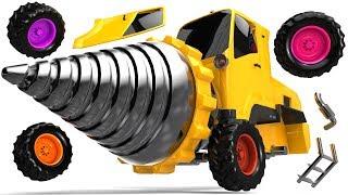 Drill Construction Vehicle Toys Ambulance Excavator and School Bus Assembly Car with 4 Color Tires