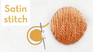 Satin stitch - How to quick video tutorial - hand embroidery stitches for beginners