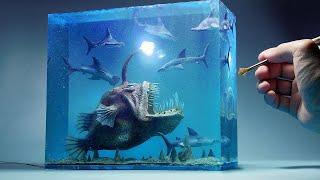 How To Make Deep Sea Fish and Hammerhead Sharks Diorama  Polymer Clay  Epoxy resin