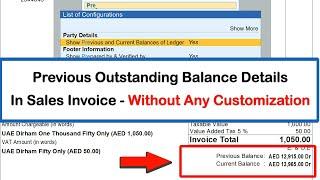 Previous Outstanding Balance Details In Sales Invoice - Without Any Customization