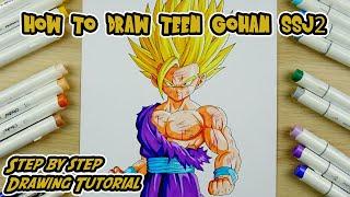 How to Draw Teen Gohan SSj2 + GIVEAWAY  Drawing Tutorial  4K