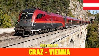 Cab Ride Graz - Vienna via Pottendorfer line Austria train drivers view in 4K