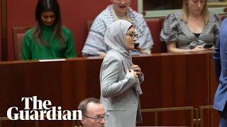 Fatima Payman crosses the floor to vote for motion to recognise Palestinian statehood