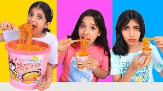 تحدي الاكل الكبير ضد متوسط ضد صغير   شفا ضد غزل ضد ريم BIG VS MEDIUM VS SMALL FOOD CHALLENGE