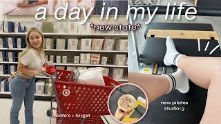 my FIRST day in my new state *moving vlog 2*  new pilates studio cleaning target run