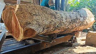 Full of surprises and looks fragile  the process of sawing good ancient wood