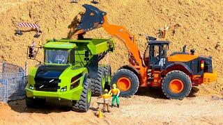 GREAT RC HITACHI ZW370 HYDRAULIC WHEEL LOADER RC DUMPER VOLVO A40G DUMP TRUCK WORK HARD