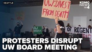 Pro-Palestinian students disrupt UW Board of Regents meeting demanding divestment