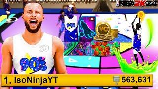 STEPHEN CURRY BUILD DOMINATES *NEW* 90s EVENT on NBA 2K24 UNLOCKING UNLIMITED BOOSTS + CLOTHING