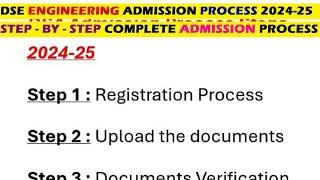 Direct Second Year Engineering Admission Process 2024-25  DSE Engineering step-by-step process