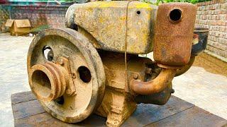 Full restoration of old rusty D7 KOBUTA engine  Repair and reuse D7 diesel engine R180