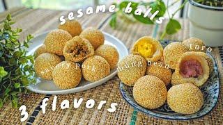 HOW TO MAKE SESAME BALLS  3 DIFFERENT FLAVORS