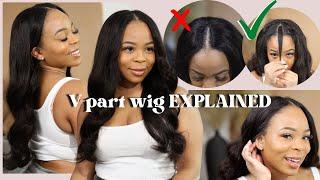 Tired of Lace? Try a V PART WIG NO GLUE LACE EASY INSTALL  Very Little leave out Beauty forever