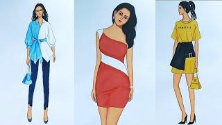 Cam Styles Drawing #576  Fashion illustration Compilation Speed drawing  girl drawing full body