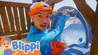 Blippi Makes a Splash at a Waterpark  Magic Stories and Adventures for Kids  Moonbug Kids