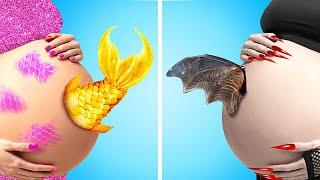 Pregnant Mermaid vs Pregnant Vampire  Rich vs Giga Rich Pregnancy Hacks