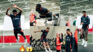 video Manchester United training at Carrington gym today  Rashford CasemiroMason Mount...