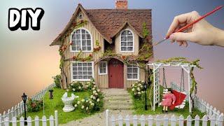 House with garden from cardboard with your own hands  DIY