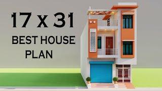 Shop With 3 Bedroom House Elevation17x31 Dukan Or Makan Ka NakshaDuplex 3D House Elevation