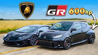 600hp GR Yaris v Lambo Aventador SV DRAG RACE