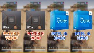 RYZEN 5 7500F vs 7600 vs INTEL i5 13400 vs 13500 with RTX 4090 7 Games  FHD  1080p