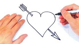 Como dibujar un Corazon y una Flecha  Dibujos de Corazones