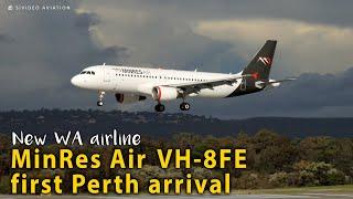 NEW WA AIRLINE - MinRes Air VH-8FE arriving at Perth Airport for the first time on July 31 2024.