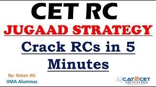 CET RC JUGAAD STRATEGY  Crack RCs in less than  5 minutes  Expected CET RC Level  Patent Question
