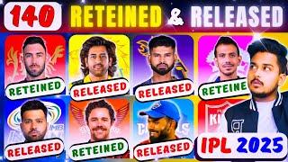 IPL 2025  All Team 60 RETAINED & 80 RELEASED Players List 2025  IPL 2025 Retention 2025