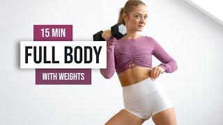 15 MIN FULL BODY EXPRESS HIIT Workout - With Weights No Repeats No Talking Home Workout