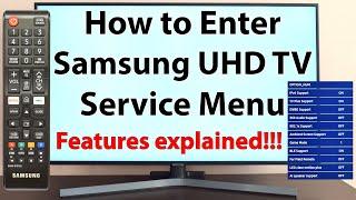 How to Access any Samsung TV secret Service Menu with Features EXPLANATION. TV resetScreen test etc