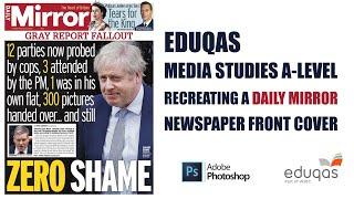 Recreating The Daily Mirror Front Cover Eduqas Set Text in Adobe Photoshop