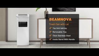 BEAMNOVA Trash Can Indoor Outdoor Stainless Steel Commercial Garbage Can Metallic