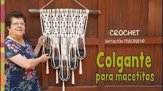 Colgante para macetitas imitación MACRAMÉ tejido a crochet    Tejiendo Perú