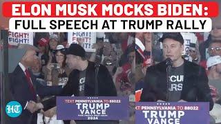 Elon Musk Full Speech At Trump Rally Mocks Biden Falling On Stairs Kamala Threat Dark MAGA Call